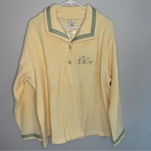 Butter Yellow and Green Fleece Terrycloth Jacket NWT Women’s 1X